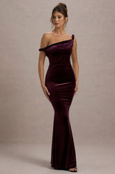 Port Velvet Twisted Asymmetric Maxi Dress
